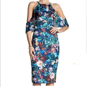 Alexia Admor Floral Midi Cocktail Dress (Size S)
